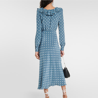 polka dot chiffon long skirt/midi dress